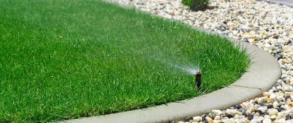 Irrigation system near curbing in Will-O-Dean Acres, NC.